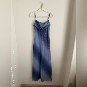 Vintage  Cache Dress Blue Purple Embellished Formal Slip Dress 10 Prom Romantic